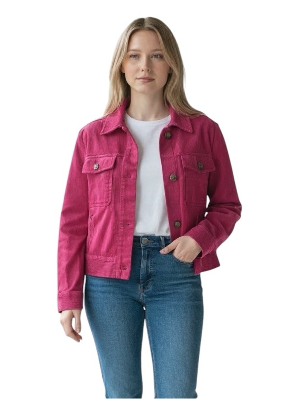 Boden Pink Corduroy Cotton Women’s Cropped Jacket, size 10